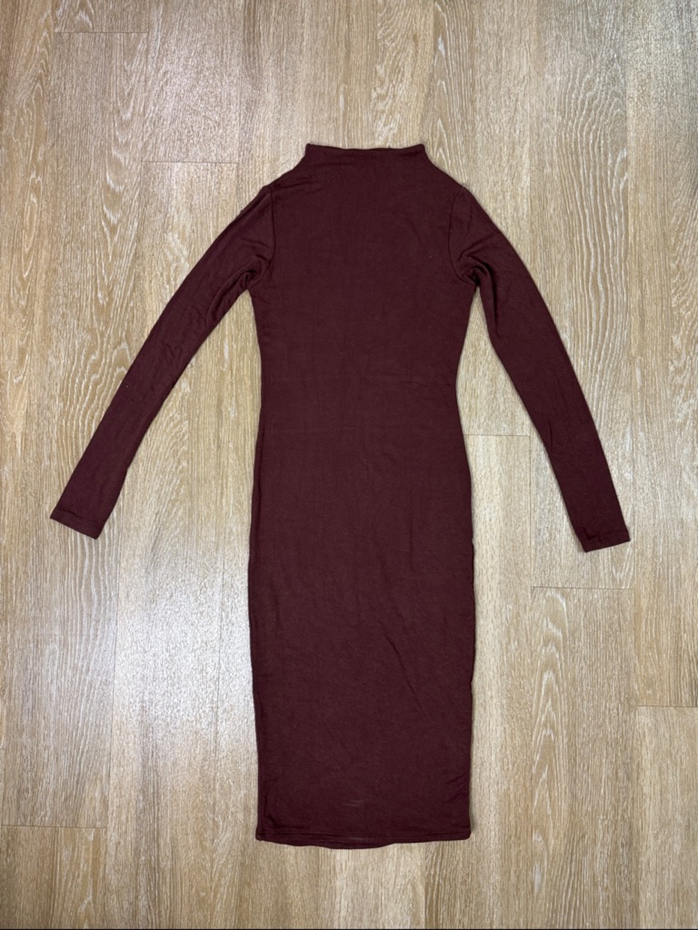 Naked Wardrobe Mock Neck Chocolate Brown Long sleeve Midi Dress size XS - Picture 2 of 5